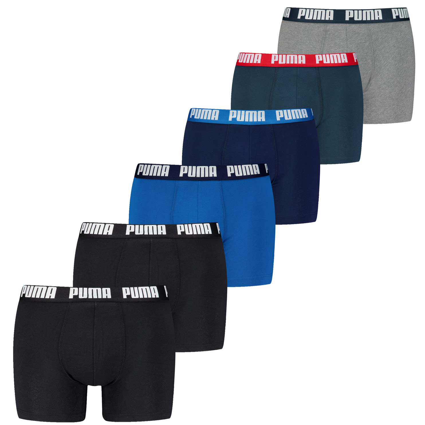 Puma everyday Boxershorts 6 pack blauw zwart